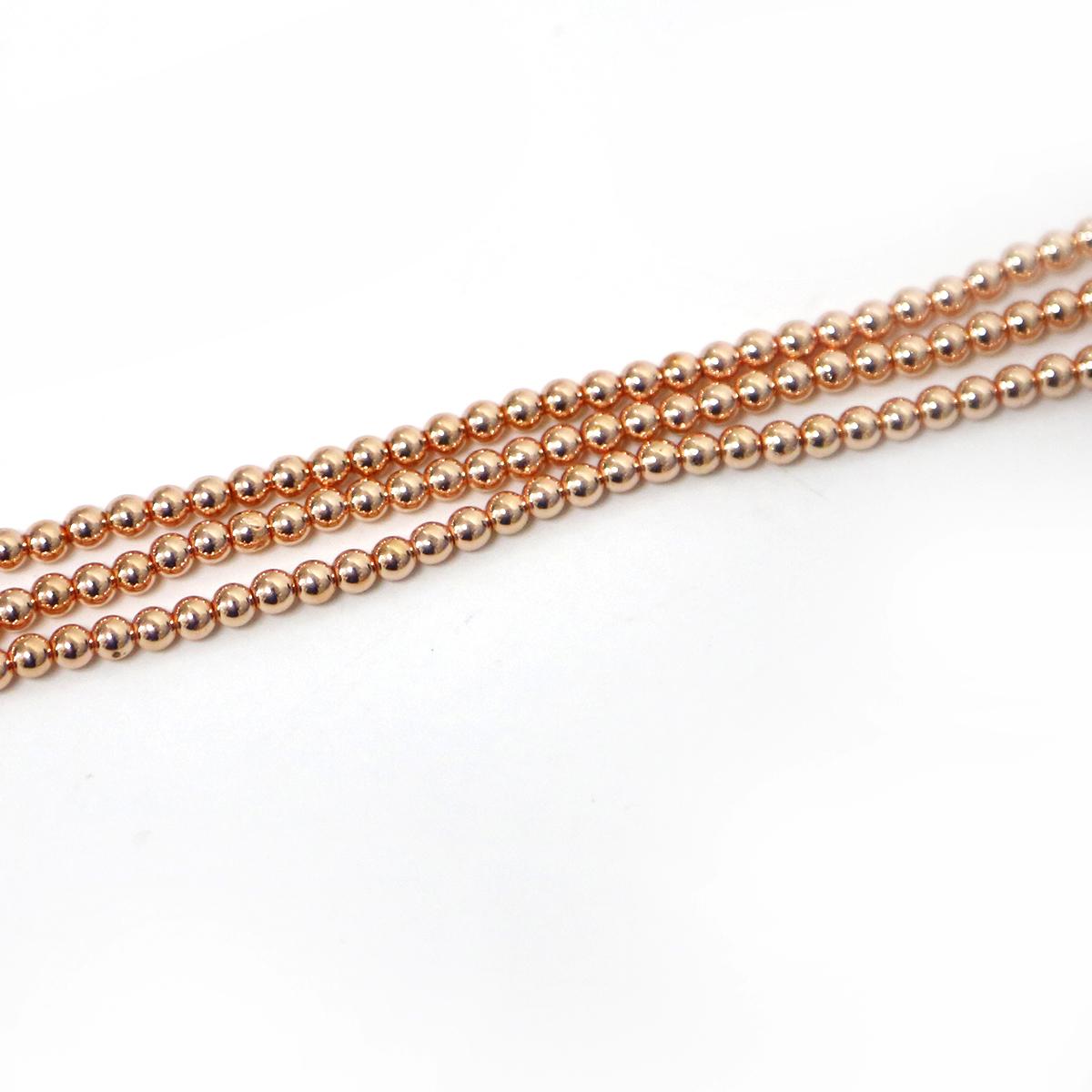 Hämatit Perlen Naturstein Lose Perlen für Schmuckherstellung Kugelarmbänder DIY Zubehör 3mm 130pcs rose gold