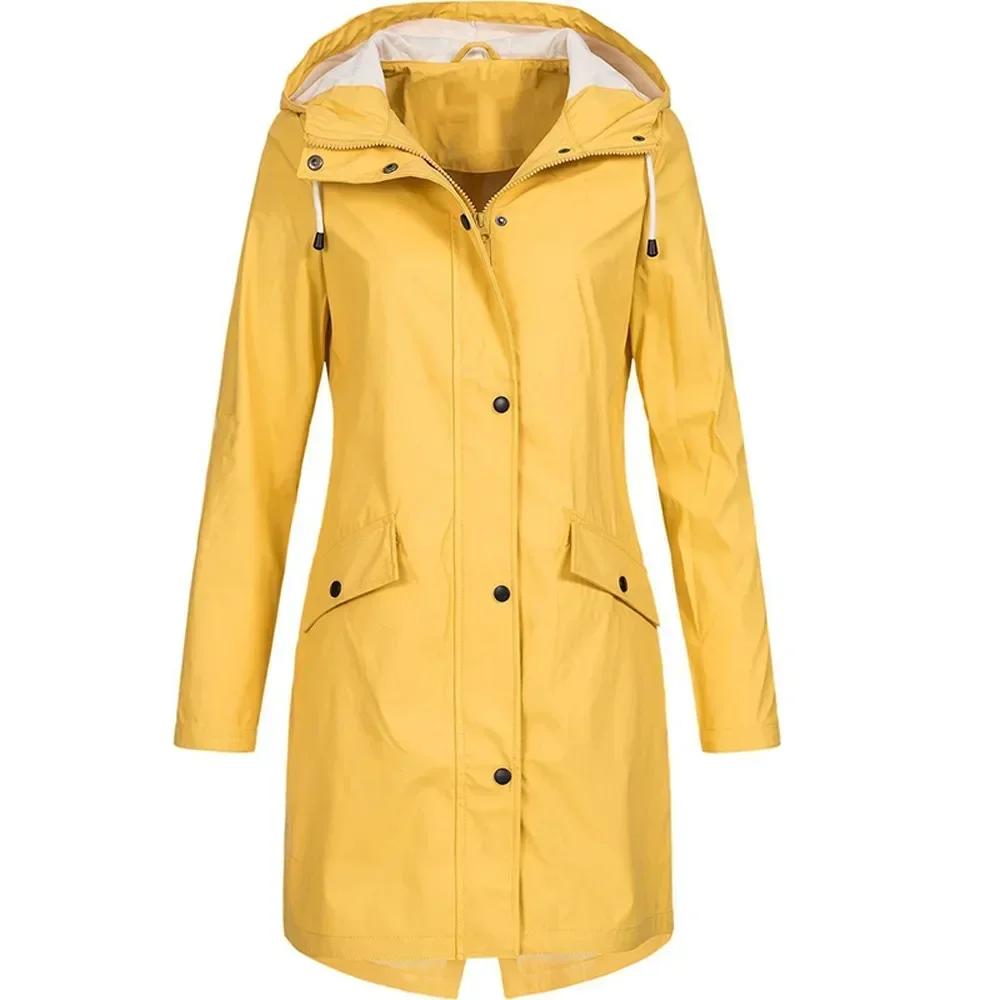 Wasserdichter Regenmantel Lange Regenmäntel Jacke Wasserdichte Regenmäntel Feminina Geschenke Outdoor Fahrradfahren Bergsteigen Jacken Damen XS gelb