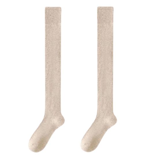 Winter Warme Lange Socken Rohr Dicke Hohe Rohr Über Knie Knie-Länge Strumpfwaren Socken Terry Einfarbig Frauen Verdicken wade Socken 1 pair beige