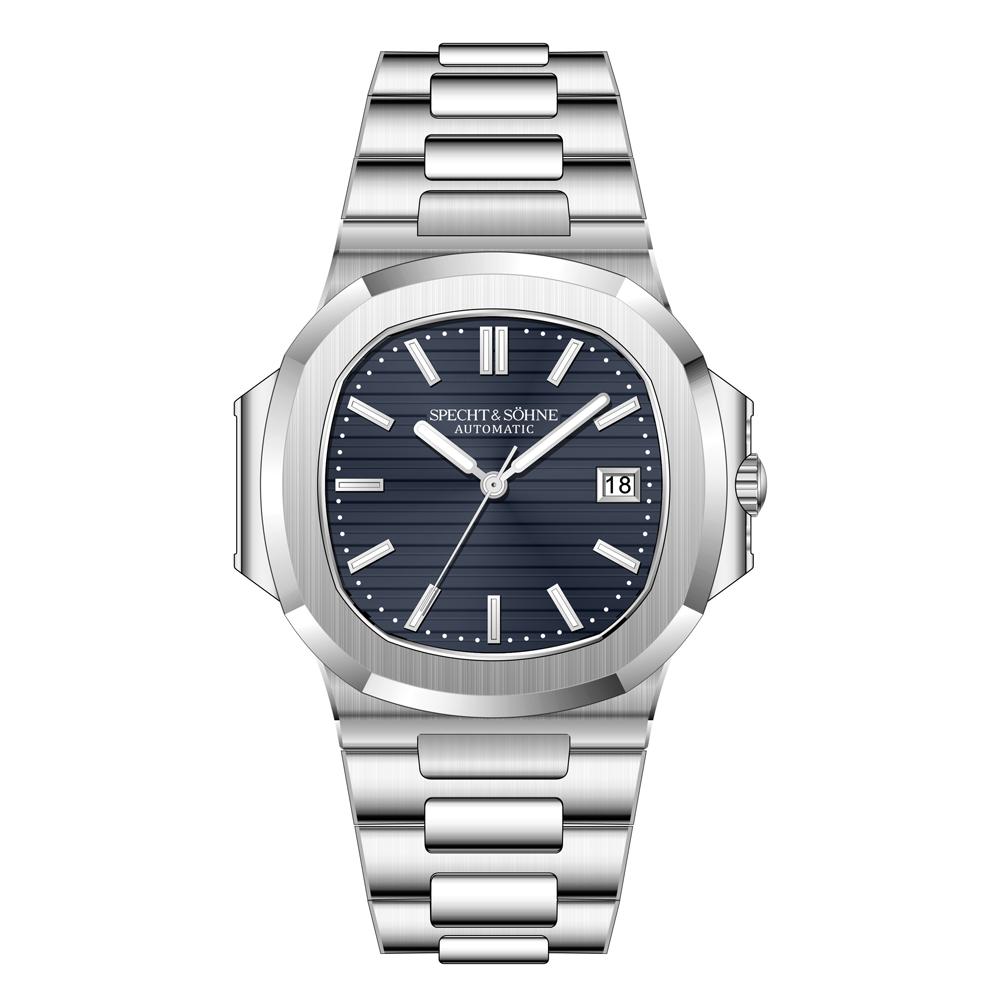 Neu Specht & Söhne Herrenuhren Mechanische Uhr Japan Miyota 8215 Movt Roségold Edelstahl Classic 5711 Uhr Wasserdicht 40MM-Dial-Diameter--Versions blau