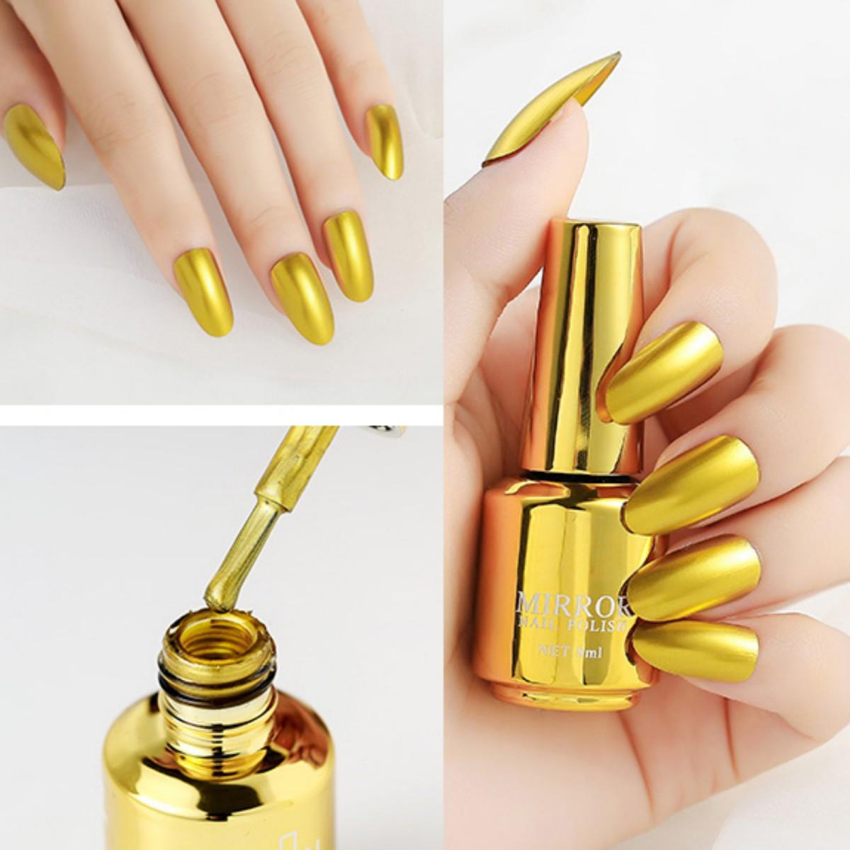 Metallic-Spiegel-Nagellack, No-Bake, langlebiger, glänzender Nail-Art-Nagellack