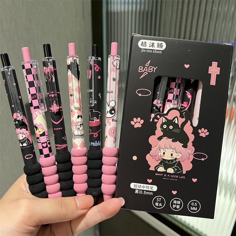 6 teile/satz Löschbaren Gel Stift für Kinder Kawaii Cartoon Kaninchen Bär Stil Schreibwaren Gel Stift 0,5mm Blau Farbe Löschbaren schreiben Stift