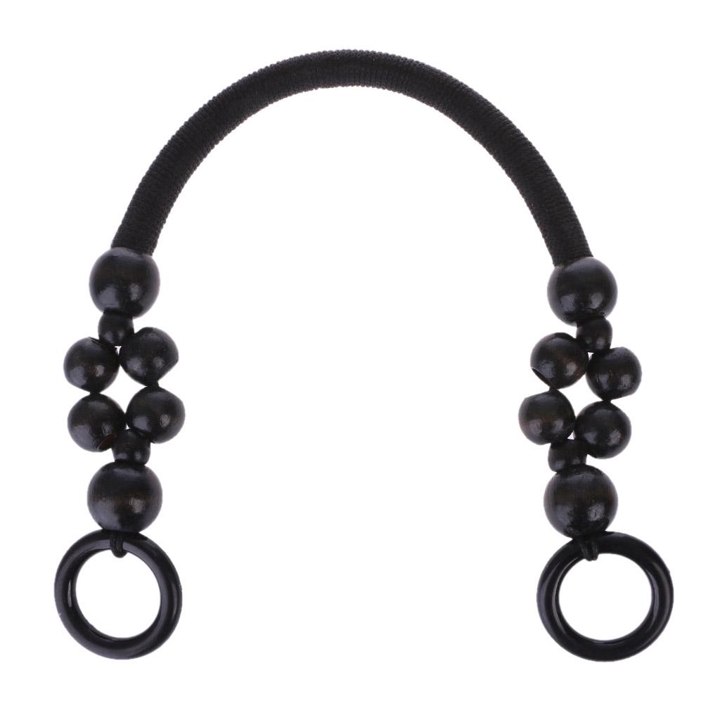 Holzperlen-Seil-Taschengurt-Griff-Schultergurt für Handtaschen-DIY-Ersatz schwarz