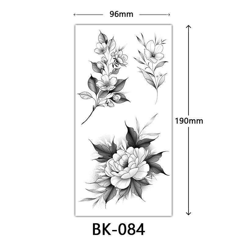 Frauen Sexy Temporäre Tattoo Aufkleber Schwarz Rosen Muster Volle Blume Design Verwendet für Arm Körper Kunst Große Große Gefälschte Tattoo Aufkleber 96*190MM
