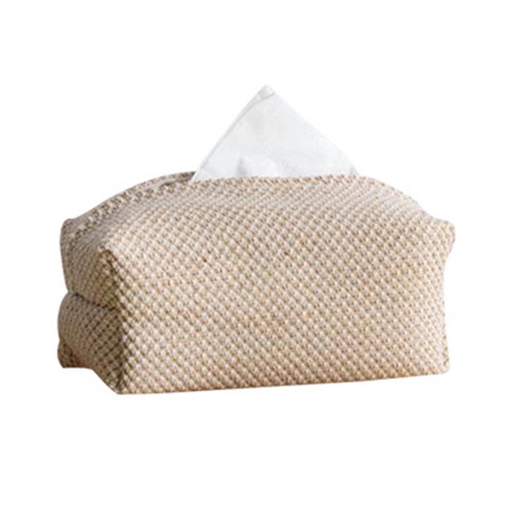 Große Öffnung Polyester Aufbewahrung Esstisch Serviettenspender Taschentuch Papierbox Serviettenbox Haushaltswaren beige