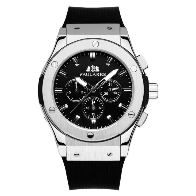 PAULAREIS Herren Automatik Selbstaufzug Mechanisch Freizeit Sport Genf Uhr Mode Armbanduhr HB01 gray