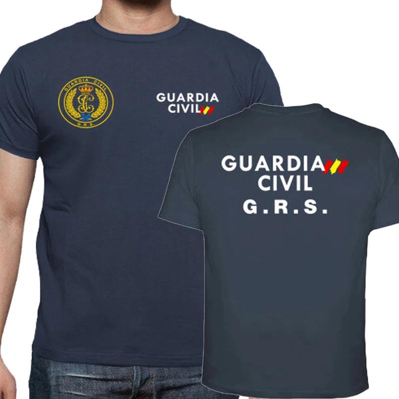 Spanisches Guardia Civil T-Shirt Gar Abzeichen T-Shirt. Premium Baumwolle Kurzarm O-Ausschnitt Herren T-Shirt Neu S-5XL T-Shirt homme M navy blau