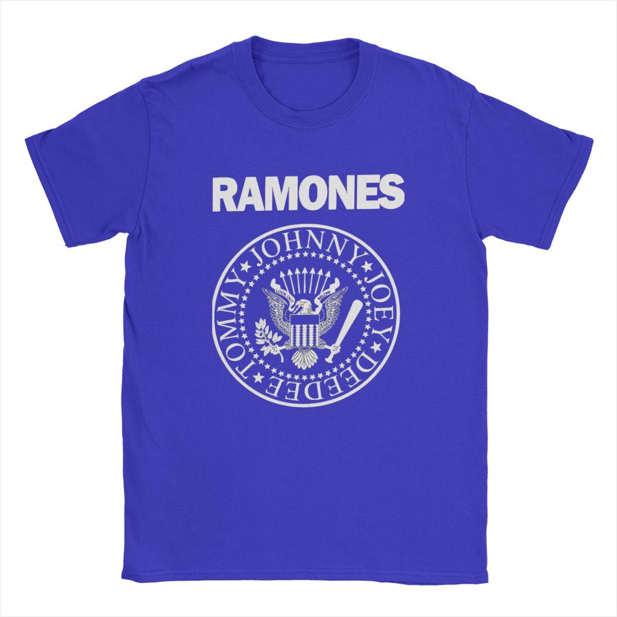 Verrückte Ramon Punk Rock T-Shirts Herren Rundhals Reine Baumwolle T-Shirts Tour Musik Y2K Heavy Metal Harajuku Kurzarm T-Shirts Tops XXXXL blau