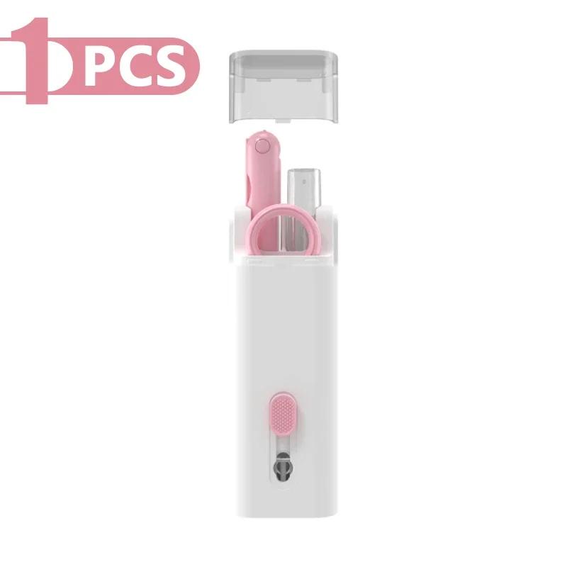 Tastatur-Reinigungsset, 7-in-1-Laptop-Reiniger mit Tastenkappen-Abzieher, multifunktionales Tastatur-Pinsel-Reinigungsset für Airpods-Telefone 1pcs rosa