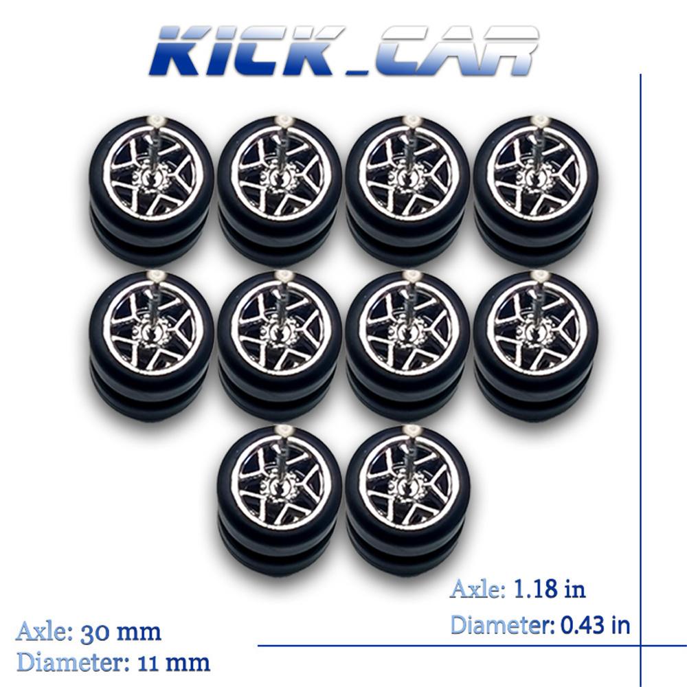 1/64 Räder Mit Festen Gummireifen Fünfzackige Speichen Für Spielzeugmodell Diecast Autos Umbau Teile Für Hotwheels (5 Sets für 5 Autos)