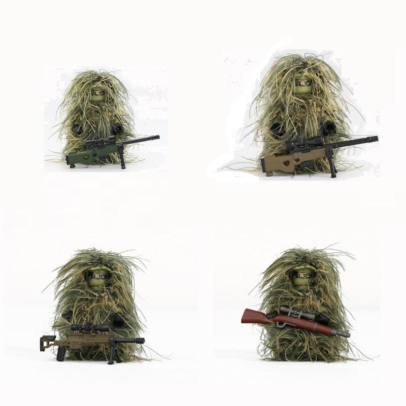 Militärwaffe Camouflage Ghillie Suit Scharfschützengewehr Armee Soldaten Minifiguren MOC Teile Bausteine Modell Bausätze Kinderspielzeug