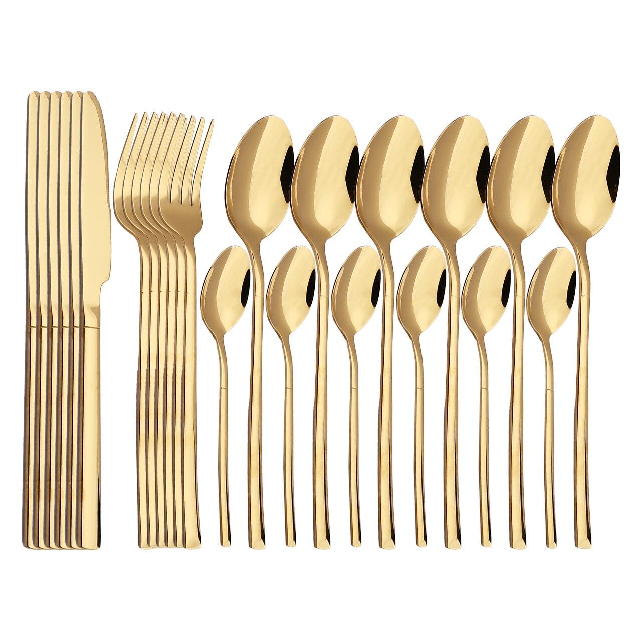 24Pcs Gold Geschirr Set Edelstahl Besteck Messer Gabel Löffel Geschirr KitchenTableware Besteck Set Spülmaschinenfest gold