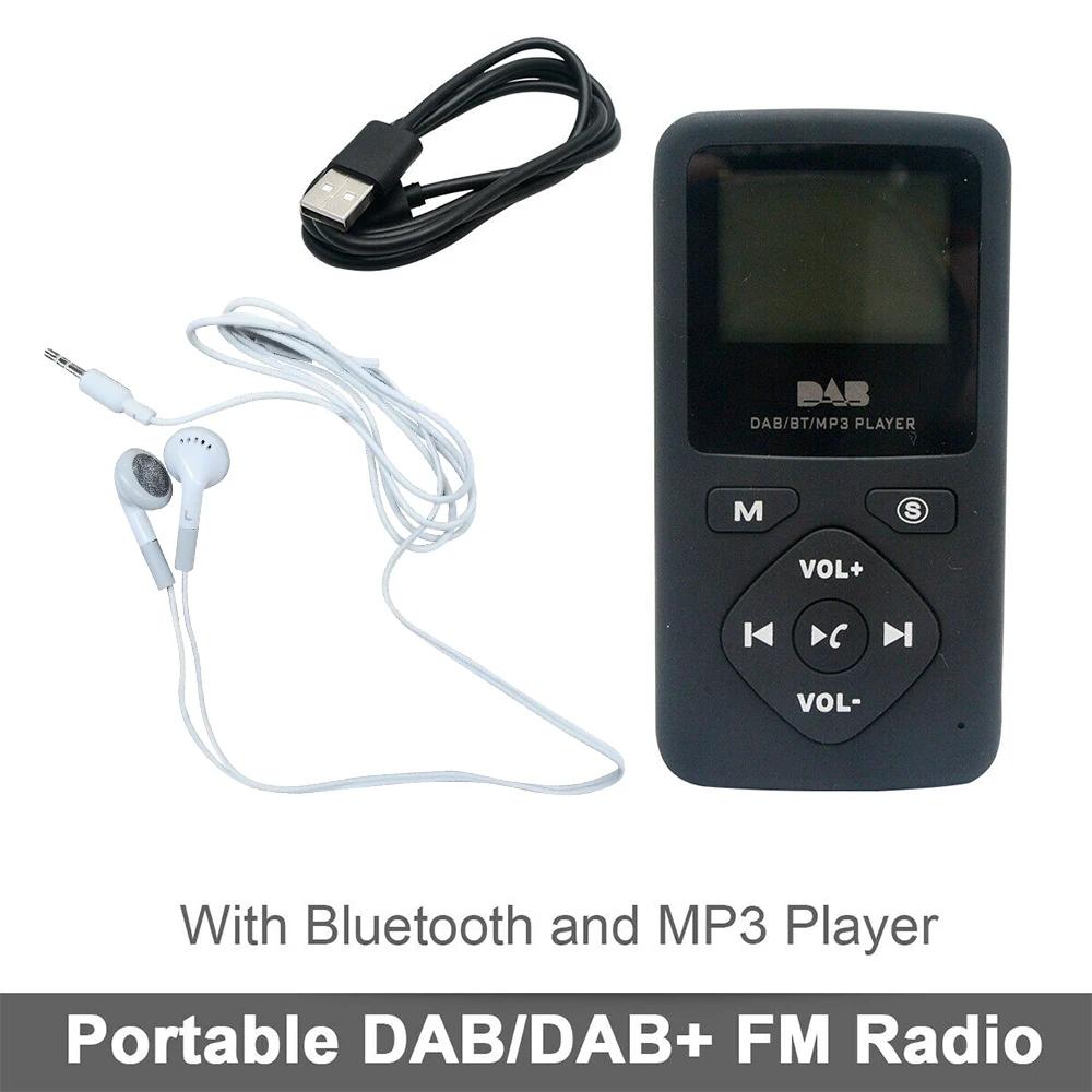 Taschen-DAB/DAB+ FM Digitalradio Bluetooth MP3-Player LCD-Display Mini-Radioempfänger Tragbarer FM-Radiolautsprecher mit Kopfhörer schwarz