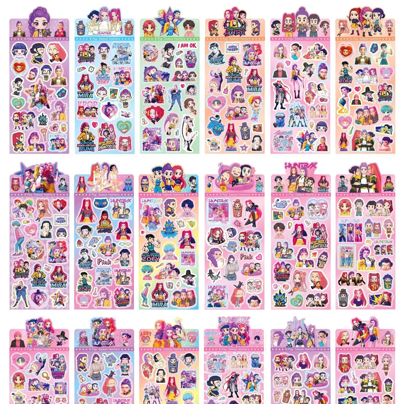 8/16 Stück KPOP Dämonenjäger Guka Teufel Männergruppe Anime Laserschnitt Aufkleber zur Dekoration von Bürobedarf und Schulmaterialien 8pcs