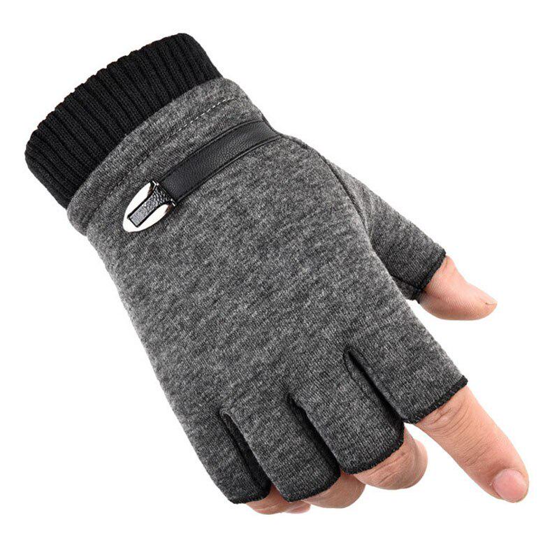 Winter Fleece Warme Handschuhe Männer Halbe Finger Handschuhe Stretch Fingerlose Fäustlinge Für Outdoor Radfahren Fahren Handschuhe graue