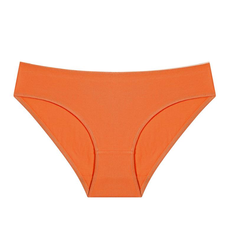 FINETOO Baumwollslips mit mittlerer Taille für Damen Komfort-Lingerie Einfarbige Unterhosen Weiche Unterwäsche Atmungsaktive Slips L orange