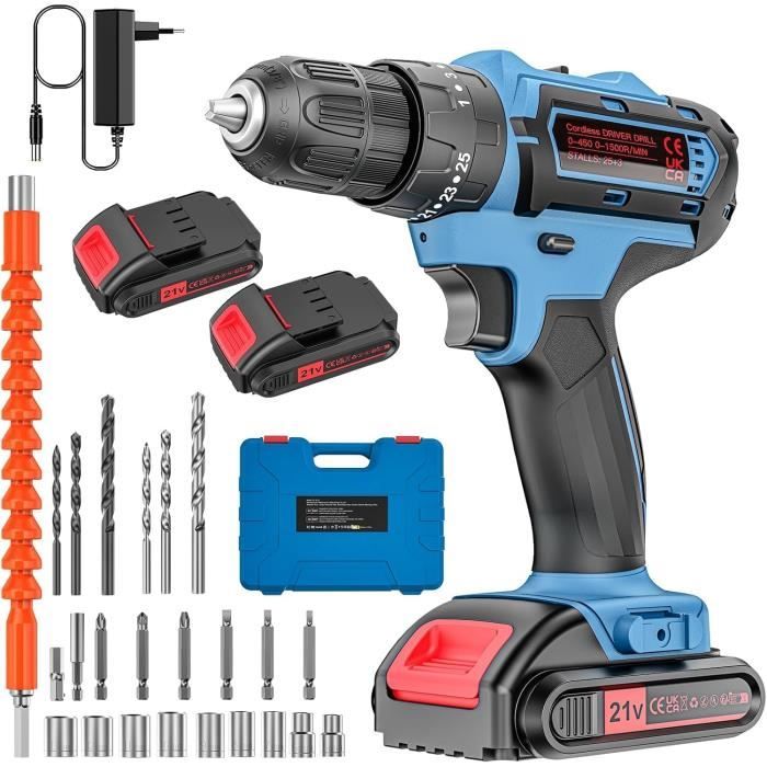 Akkuschrauber - MARKE - 21V - 2 Akkus 2.0Ah - 25+3 Drehmomenteinstellungen - Integrierte LED