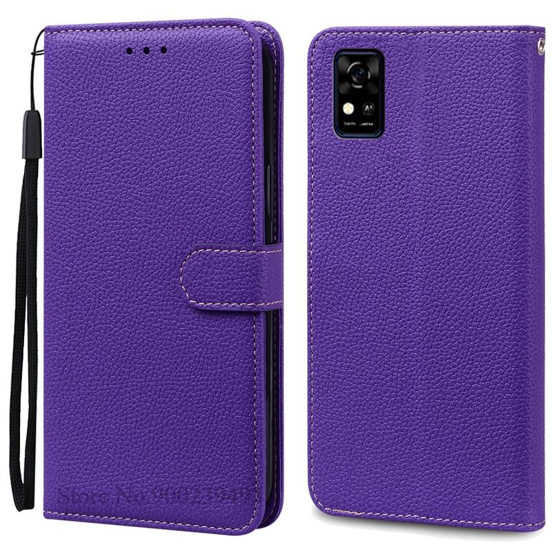 Für ZTE Blade A31 Hülle Weiche TPU Silikon Rückseite Handyhülle Für ZTE Blade A31 Hülle Leder Klapp Brieftasche Hülle Fundas For ZTE Blade A31 dunkelviolette
