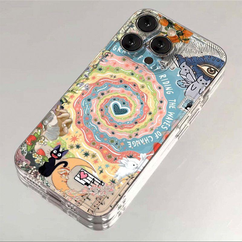 Süße Retro Graffiti Handyhülle für Apple iPhone 17promax - Weiches Silikon, Sturzfest, Langlebige Handyhülle für iPhone 16/15/14/13/12/11/Xs/Xsmax/Xr/Pro/Plus Apple 14plus