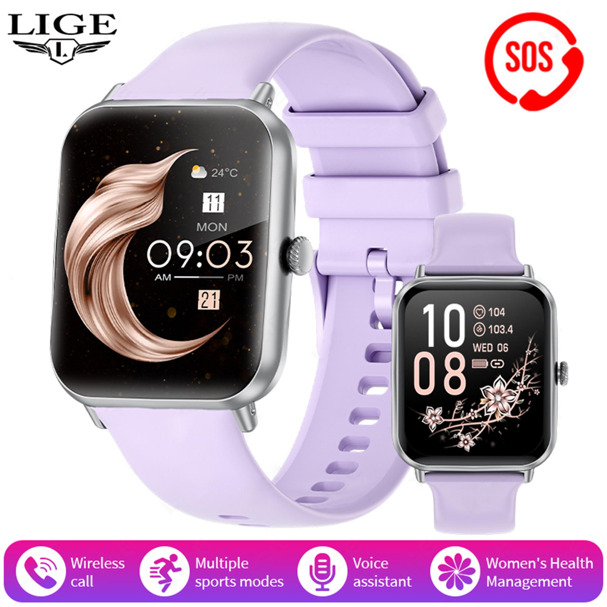 Lige Neue Smartwatch Bluetooth-Anruf Sport Fitness Herren Smartwatch Gesundheits-Tracker Mode Damen Smartwatch silicone strap violett