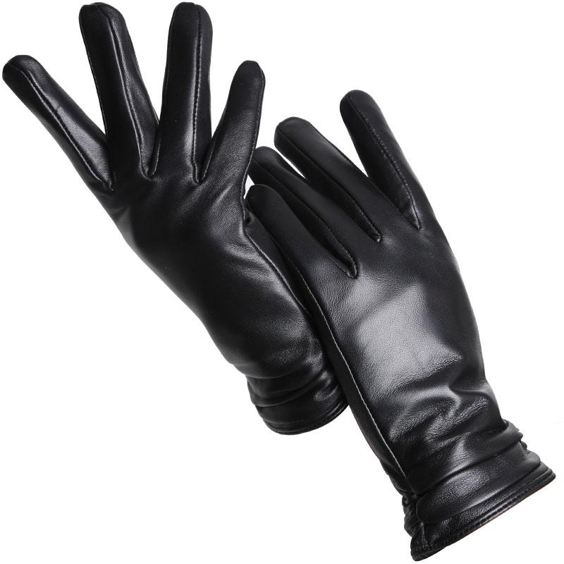Mode frauen handschuhe Farbe Schaffell Winter Warme Dünne klassische stil handschuhe Hohe Qualität 7.5 schwarz