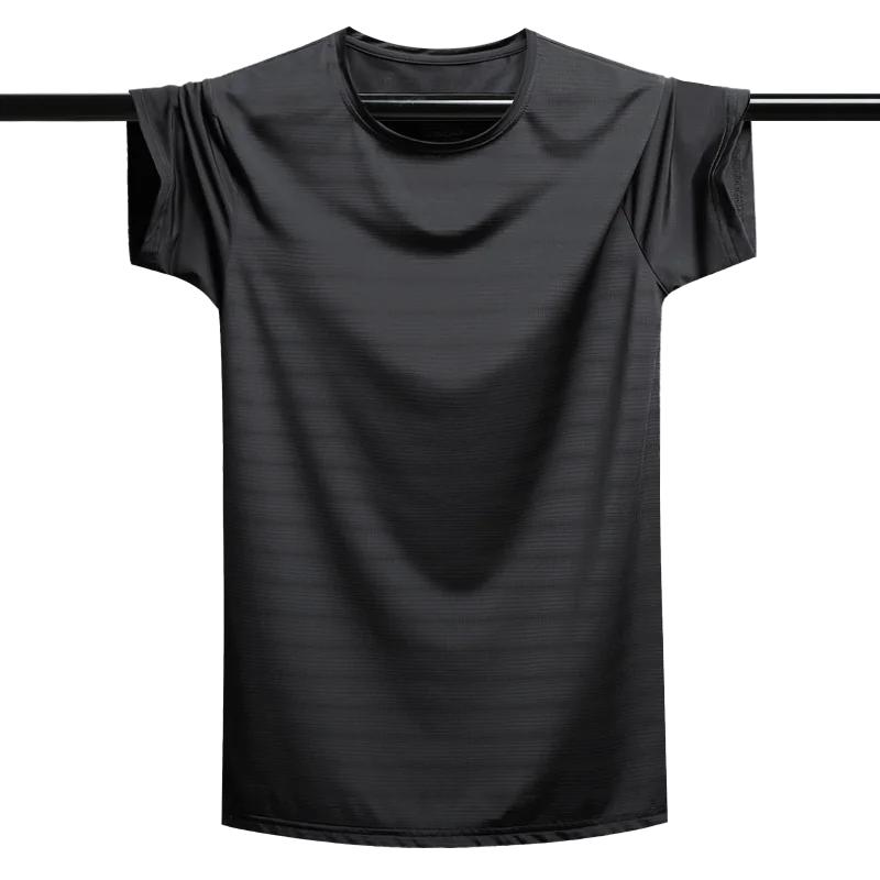 Übergroßen 8XL 9XL Eis Seide Mesh T-shirt Für Männer Sommer Atmungsaktive Kurzarm Tops männer Schnell Trocknend T-shirt Trainer laufen T-shirt 7XL schwarz