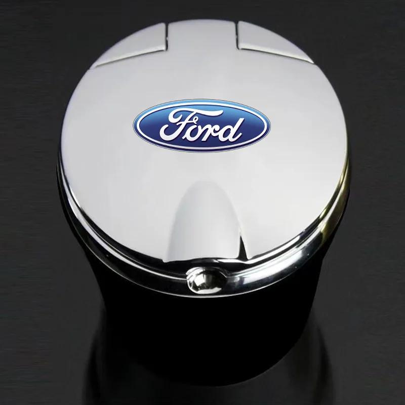 Neuer 2026 Autoaufkleber 2025 Heißer Auto-Aschenbecher mit LED-Licht Rauchloser Auto-Getränkehalter Für Fords 2 3 4 5 MK 2 6 7 Ranger Fiesta Kuga schwarz