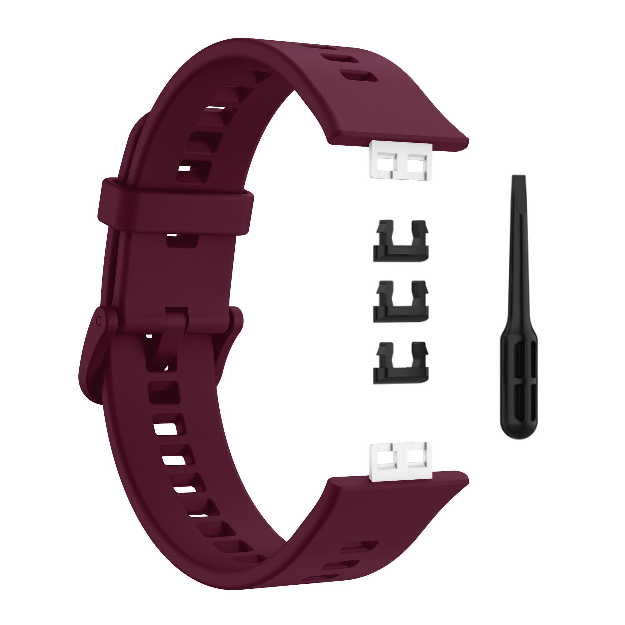 Armband für Huawei Watch Fit Armband Smart Silikon Uhrenarmband Armband Watch fit Special Edition Armband Druck Zubehör Sport only the strap wein rot