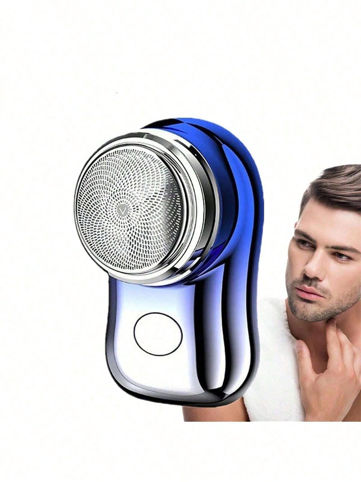 Herren Folienrasierer, Kabelloser Herren Elektrorasierer, Tragbarer Taschenrasierer, Waschbarer Reiserasierer, Reise-Elektro für Herren Rasur Facia blau