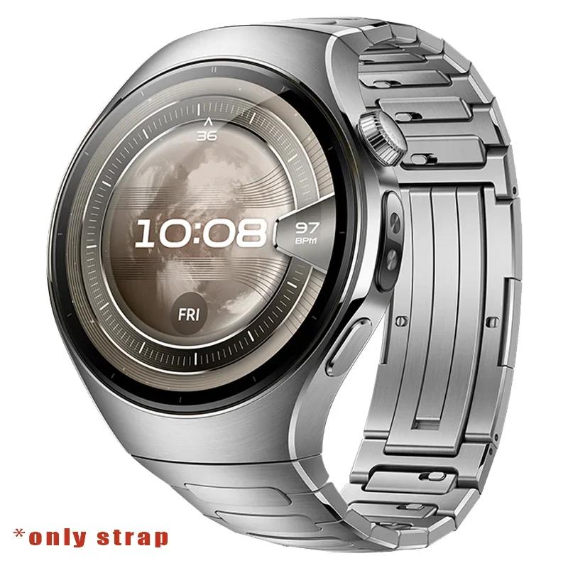 Titanarmband für Huawei Watch 5 46MM Ohne Lücken Luxus-Metallband für Huawei Watch 5 42mm Business Schnellverschlussband Huawei Watch 5 46mm silber