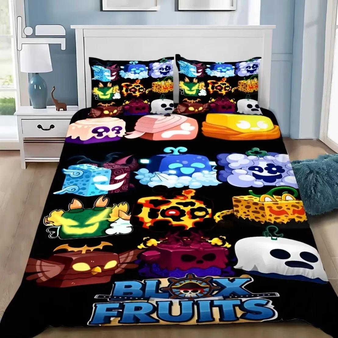3D Spiel Bettwäscheset B-Blox F-Früchte Cartoon Bettbezugset Weich Hautfreundlich Einzel Doppel King Size Für Kinder Heimtextilien Au Queen 210x210cm