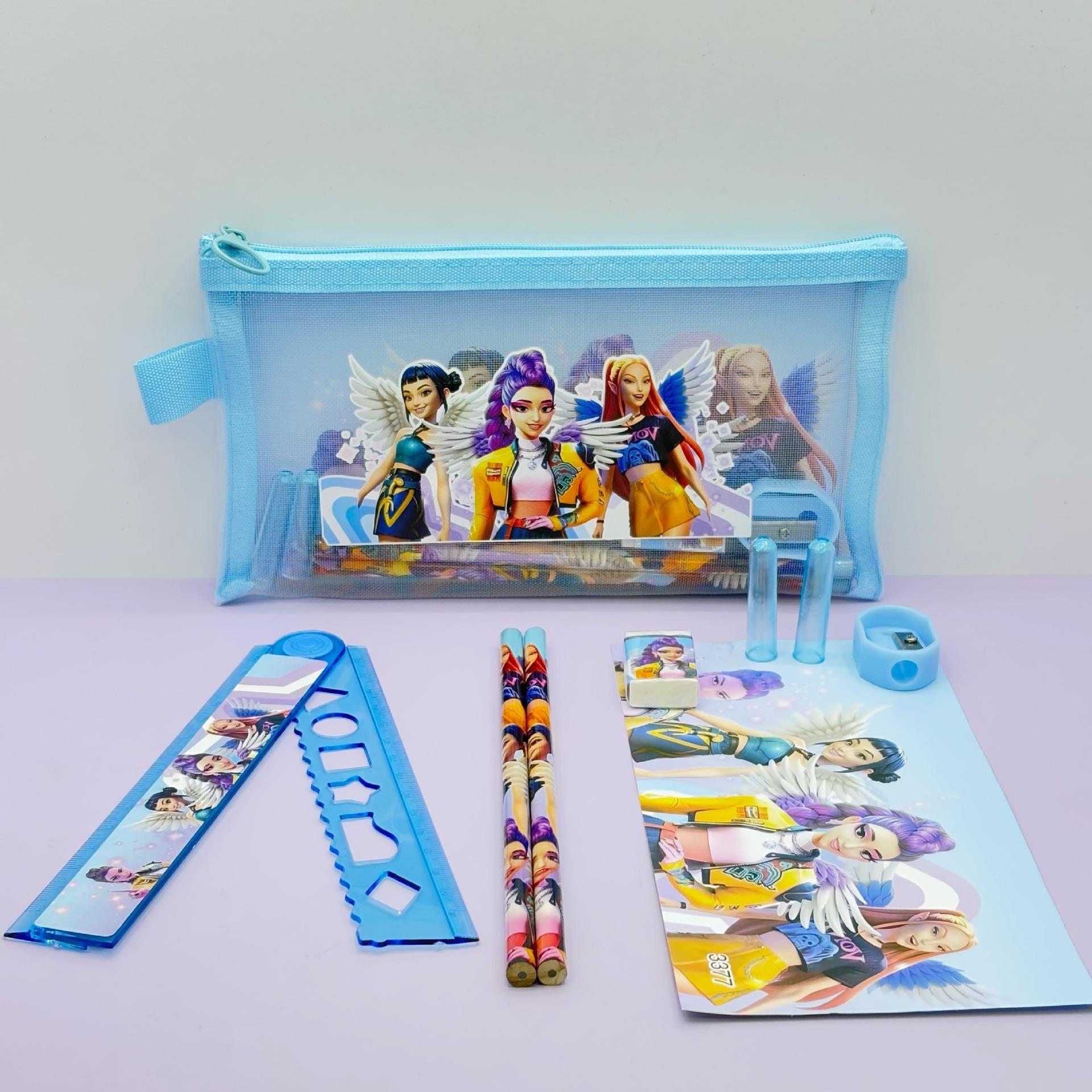 KPOP Devil Hunter Schreibwaren 5-teiliges Set Praktische Schulmaterialien Kindergeburtstag Hochwertige Geschenke Dekor 18 24cm blue