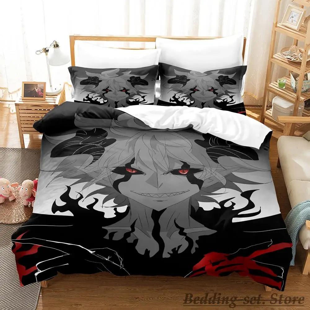 Black Clover Bettwäsche-Set, Einzelbett, Doppelbett, Queen-Size-Bett, King-Size-Bett, Erwachsenen- und Kinderschlafzimmer, Bettbezug-Sets, Anime-Parure de Lit-Bett 70x133cm 2pcs