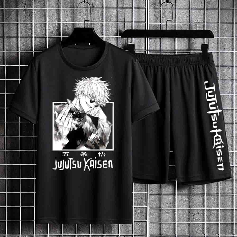 Anime T-shirt Unisex Jogginghose Männlichen Jujutsu Kaisen Set Anime Short-set Kurzarm Sets Streetwear Kleidung für Männer XL