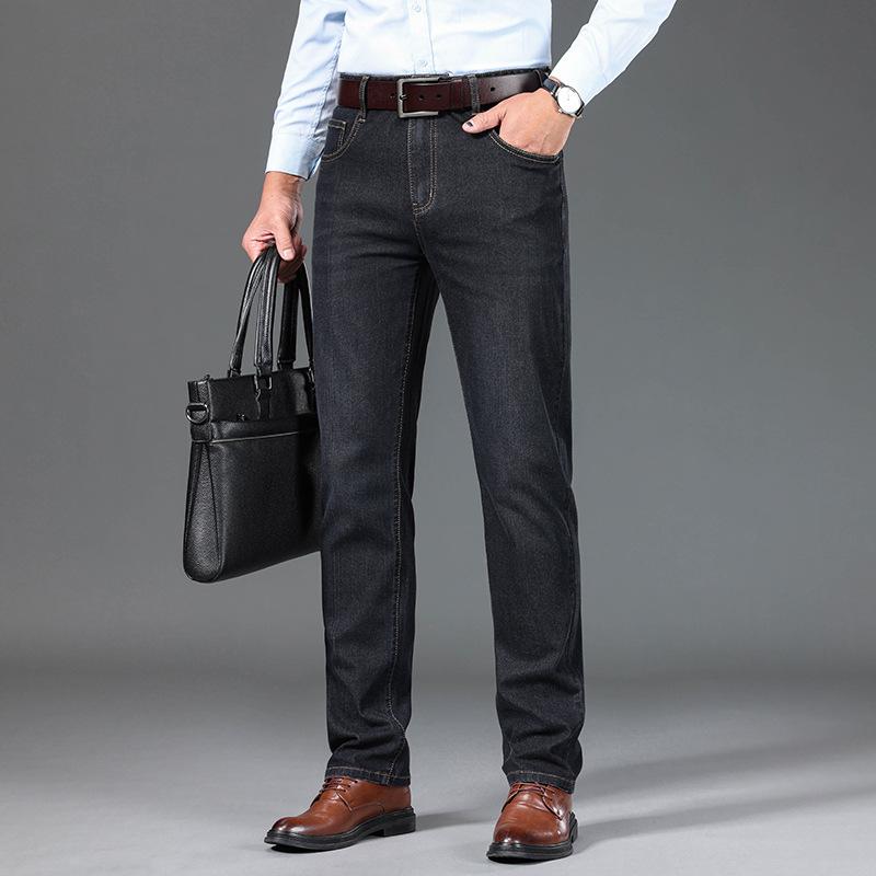 Ausgestellte Herren-Jeans mit Boot-Cut-Bein und ausgestelltem Bein, klassische Designer-Denim-Jeans mit hoher Taille, Stretch, lockerer, ausgestellter Denim, dunkelblaue Jeans 30 schwarz