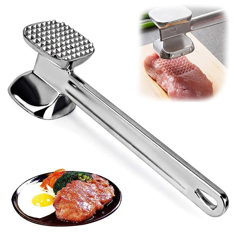 Fleischklopfer & Fleischklopfer aus Edelstahl - Doppelseitiges Küchenwerkzeug zum Zartmachen von Steak, Hähnchen & Rindfleisch, Rutschfester Griff