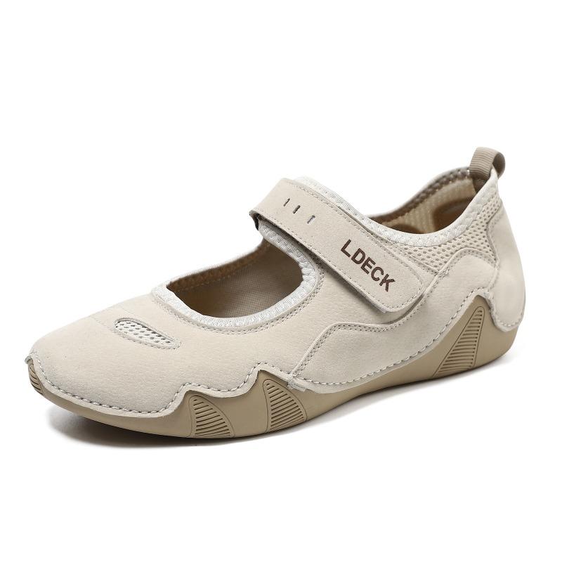 Große Damenschuhe, Freizeitschuhe für draußen, Sommerschuhe, Sportschuhe, Einzelschuhe mit Klettverschluss 38 beige