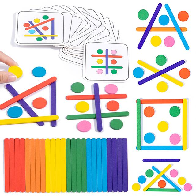 Kinder Regenbogen Stick Puzzle Montessori Spielzeug Farbe Sensorische Logische Denken Passende Spiele Kinder Frühe Pädagogische Holz Spielzeug blue