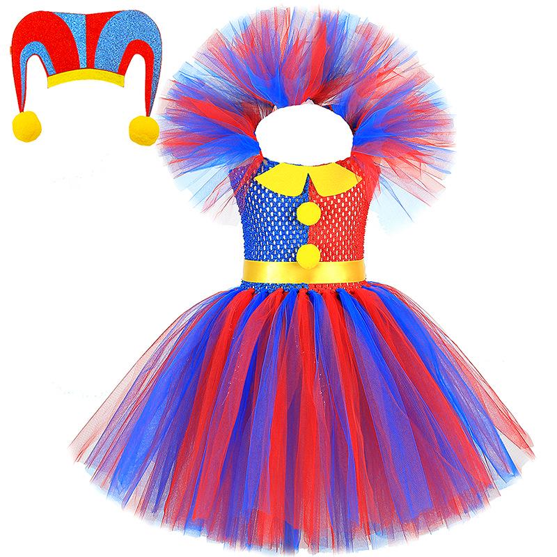 Erstaunliches Digitaler Zirkus Clown Kostüm: Rot-Blaues Halloween-Kleid 8-9 Years (125-140cm) blue