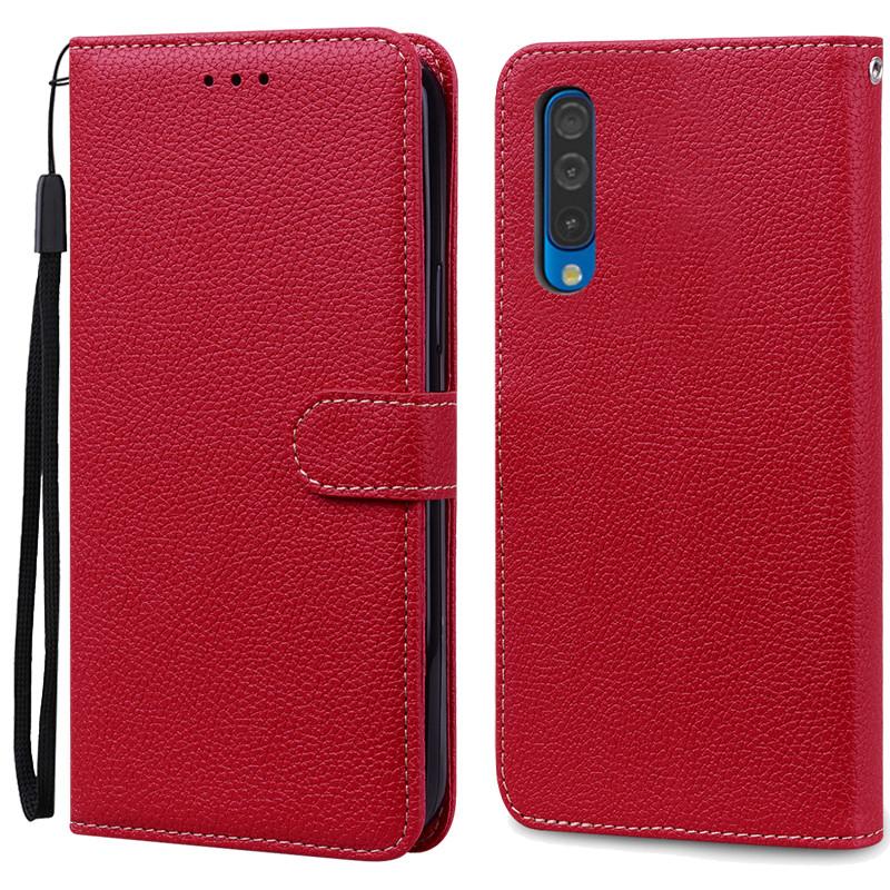 A50 Hülle Für Samsung Galaxy A50 Hülle Leder Klapp Brieftasche Hülle Für Samsung A50 Hülle A 50 A505 A505F Weiche Silikon Hülle Fundas For Samsung A50 dunkelrote