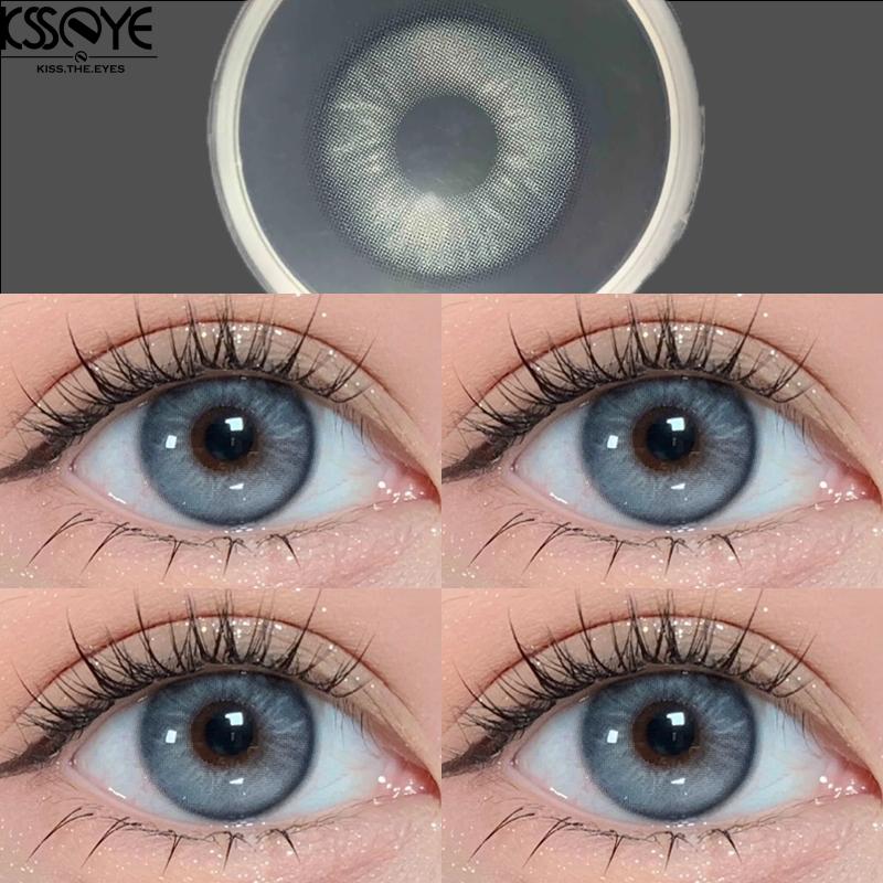 Farbige Kontaktlinsen MillCreek Grün Grau Blau 2 Stück Natürliche weiche Kontaktlinsen 1 Jahr Gebrauch 14,2 MM 0.00 blau