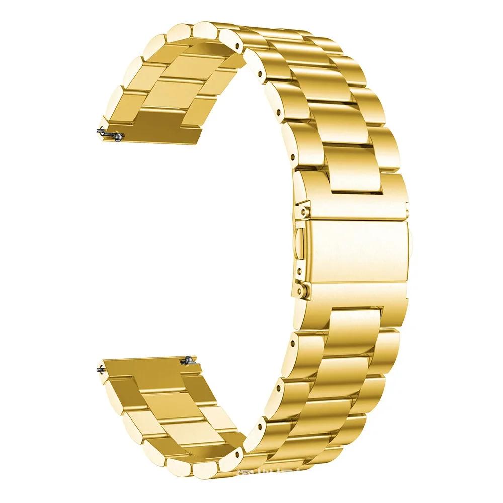 Stahl Uhrenarmband 18mm 20mm 22mm Uhrenarmband Fitbit Armband/Edelstahl Uhr Metallarmband Schnellverschluss Ersatz Für Samsung Garmin Huami Huawei Fossi 22mm gold