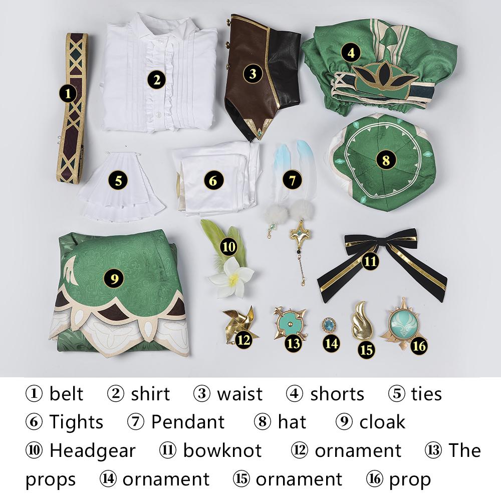 Venti Cosplay Kostüm Umhang Outfit Schuhe Komplettset Cosplay Halloween Party Damen Kostüm M-(Suit+Wig)