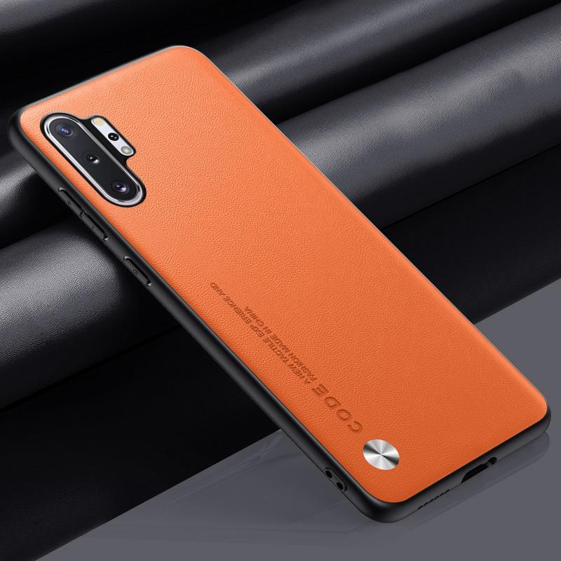 Luxus PU Ledertasche für Samsung Galaxy Note 10 Plus Rückseite Matte Silikonschutz Handyhülle für Samsung Note10 Plus For Note 10 Plus orange
