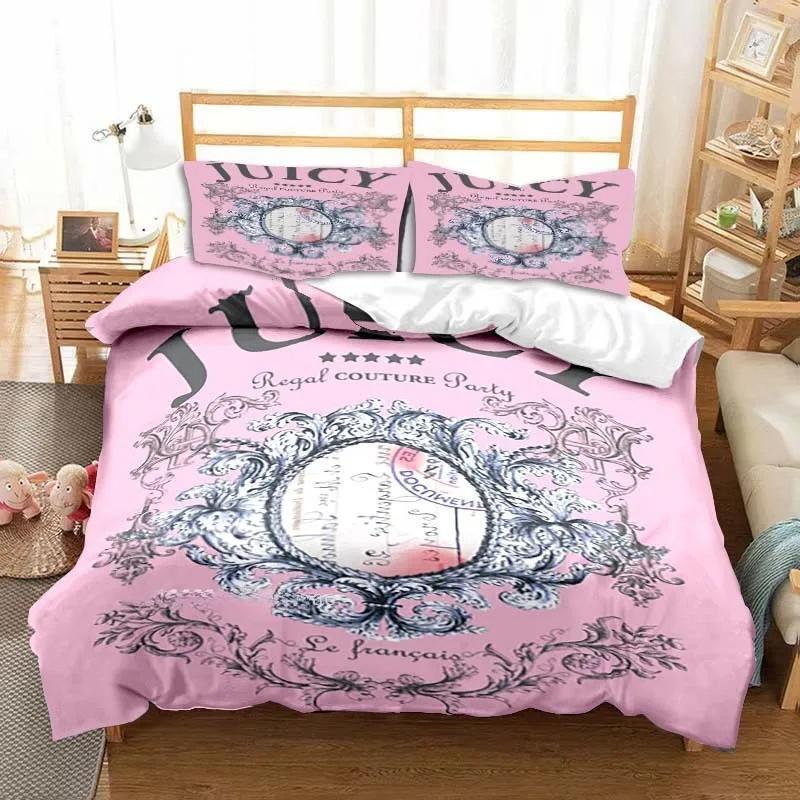 Neues 3D Juicy Couture Ganzjahres-Doppelbettwäsche-Set 3-teiliges Bettdecken-Set Bettbezug Doppel-King Bettdeckenbezug Heimtextilien US Twin(172*218cm)3pcs