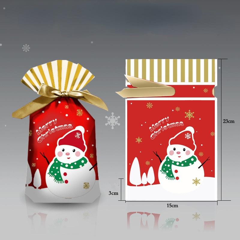 5Pcs Neue Jahr Weihnachten Süßigkeiten Verpackung Santa Geschenk Tasche Weihnachten Kunststoff Tasche Weihnachten Dekorationen für Home Navidad Snowman