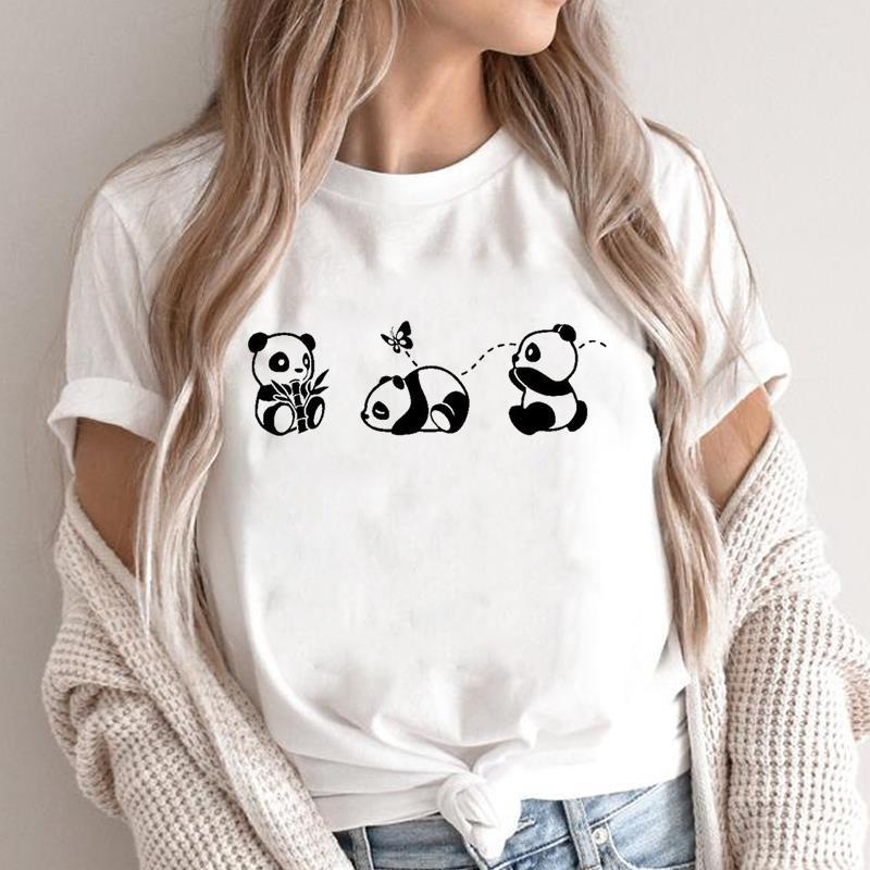 Kleidung Kurzarm Sommer Top Damen Panda Lustig 90er Trend Damenkleidung Basic T-Shirt Print Grafik T-Shirts Tops T-Shirt S