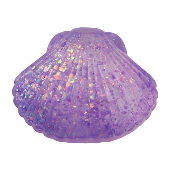 Mini Glitzer Muschel Quetschspielzeug, Stressabbau Zucker Stressball Fidget Spielzeug, Weiche Dehnbare Transparente Meeresmuschel Sensorisches Spielzeug violett