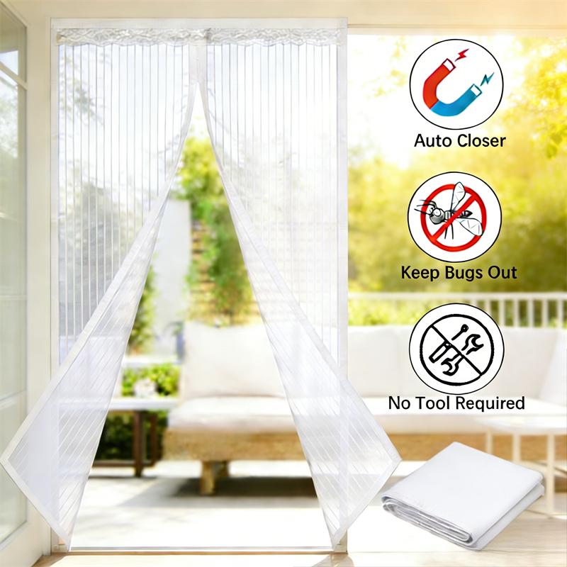 Neue Anti-Mücken-Fliegengitter für Türen, Magnetisches Fliegengitter für Tür und Fenster, Automatisches Schließen, Netz für Küche Wohnzimmer 70*190cm weiß