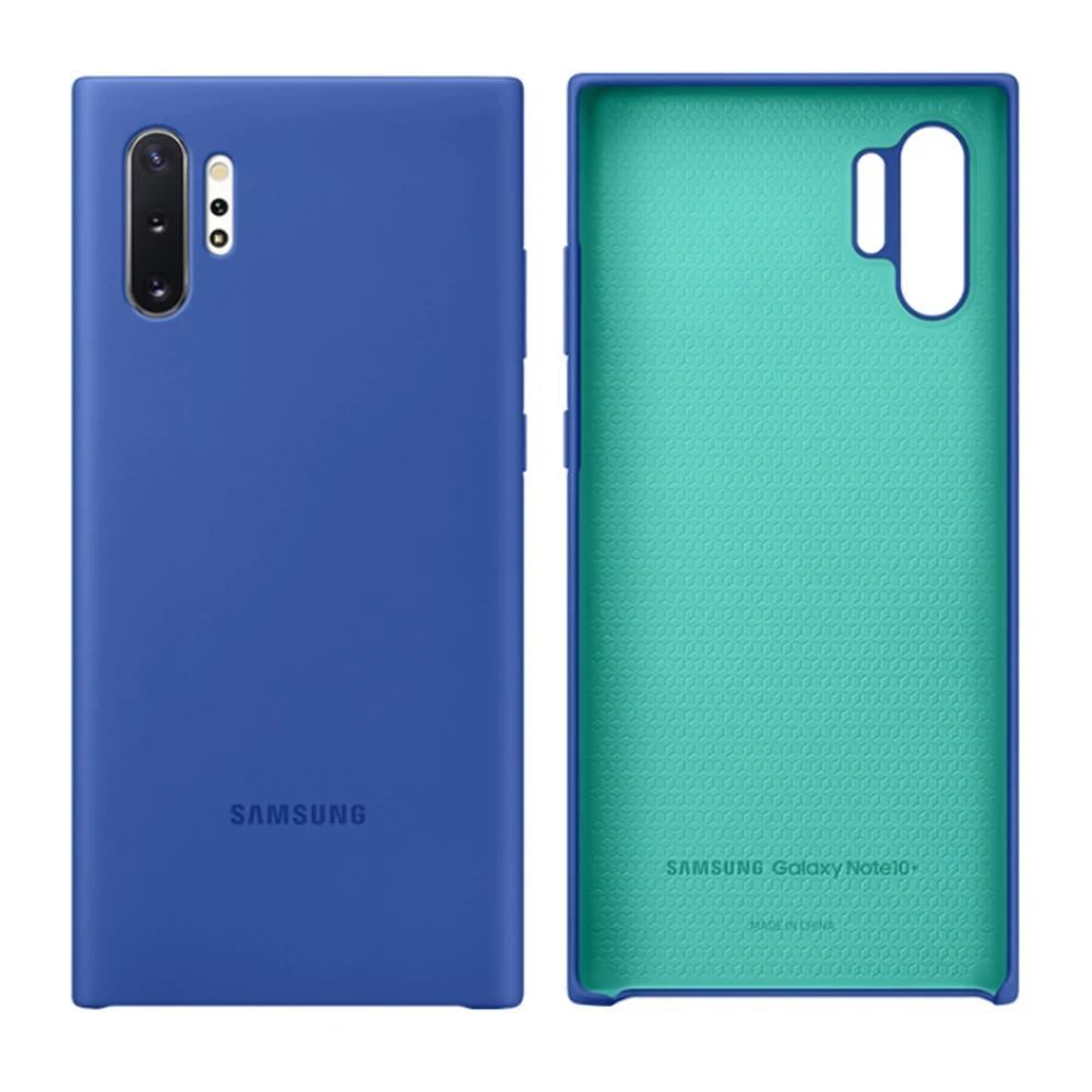 Samsung Original Flüssigsilikon Hülle Case Für Samsung Galaxy Note10+ Note 10 Plus Note 10+ Weiche Stoßfeste Schale Handyhülle Cover blau